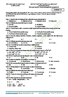 Đề thi thử THPT Quốc gia môn Hóa học năm 2017 - Mã đề 132 - Sở GD & ĐT Kiên Giang (Có đáp án)